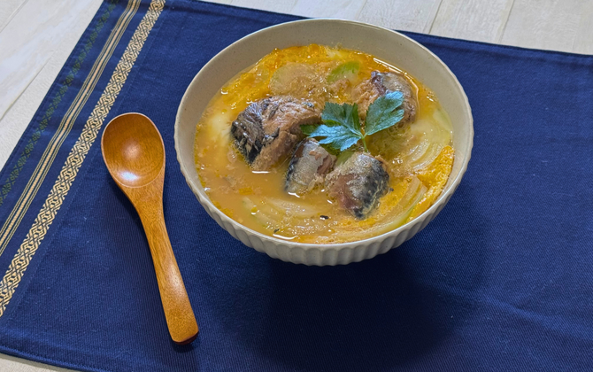 レンジで簡単!さば水煮のふんわり卵とじ